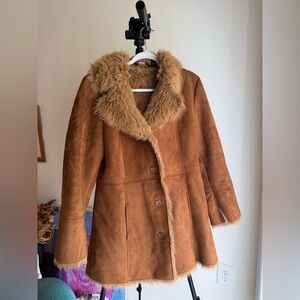 Mixit Tan Teddy Jacket with Faux Fur Collar
